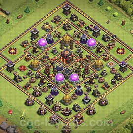 Base plan TH10 Max Levels with Link, Legend League, Hybrid for Farming, #144