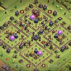 Base plan TH10 Max Levels with Link, Anti Air / Dragon, Hybrid for Farming 2023, #149