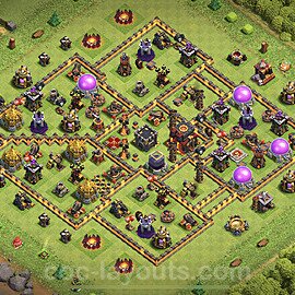 Base plan TH10 (design / layout) with Link, Anti Everything, Hybrid for Farming 2021, #153