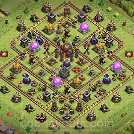Base plan TH10 Max Levels with Link, Anti Everything, Hybrid for Farming 2023, #155