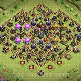 Base plan TH10 Max Levels with Link, Anti Everything, Hybrid for Farming 2023, #156