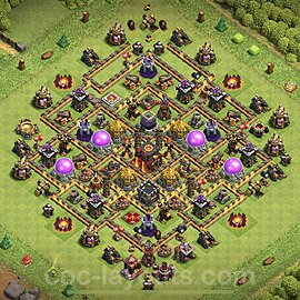 Base plan TH10 (design / layout) with Link, Anti Everything, Hybrid for Farming, #158