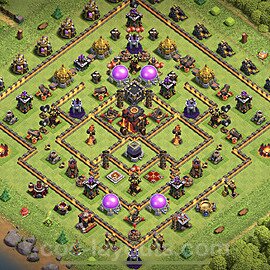 Base plan TH10 (design / layout) with Link, Anti Everything, Hybrid for Farming 2023, #159