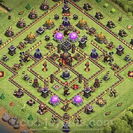 Diseño de aldea para farming Ayuntamiento 10 Copiar, Anti Todo, Híbrido - COC TH10 Perfecta Distribucion 2023 + Enlace - #159