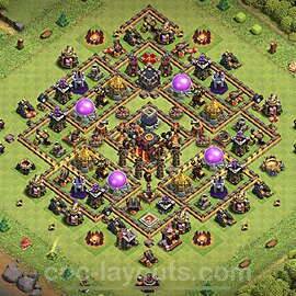 Base plan TH10 (design / layout) with Link, Anti 2 Stars, Hybrid for Farming 2023, #166