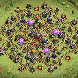 Base plan TH10 (design / layout) with Link, Anti 2 Stars, Hybrid for Farming 2023, #175