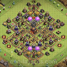 Base plan TH10 (design / layout) with Link, Anti Everything, Hybrid for Farming 2023, #196