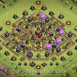 Base plan TH10 (design / layout) with Link, Anti Everything, Hybrid for Farming 2023, #205