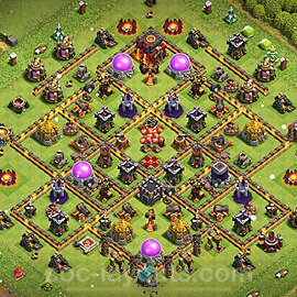 Diseño de aldea para farming Ayuntamiento 10 Copiar, Anti Todo, Híbrido - COC TH10 Perfecta Distribucion 2023 + Enlace - #215