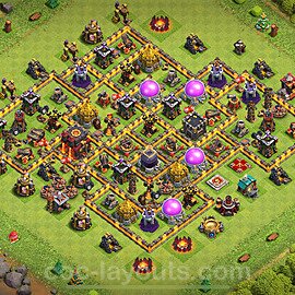 Base plan TH10 (design / layout) with Link, Anti Air / Dragon for Farming 2024, #223