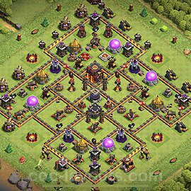Base plan TH10 Max Levels with Link, Anti 3 Stars, Anti Air / Dragon for Farming, #63