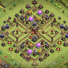 Base plan TH10 Max Levels with Link, Anti Air / Dragon, Hybrid for Farming 2023, #66