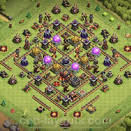 Base plan TH10 Max Levels with Link, Anti Air / Dragon, Hybrid for Farming 2023, #70