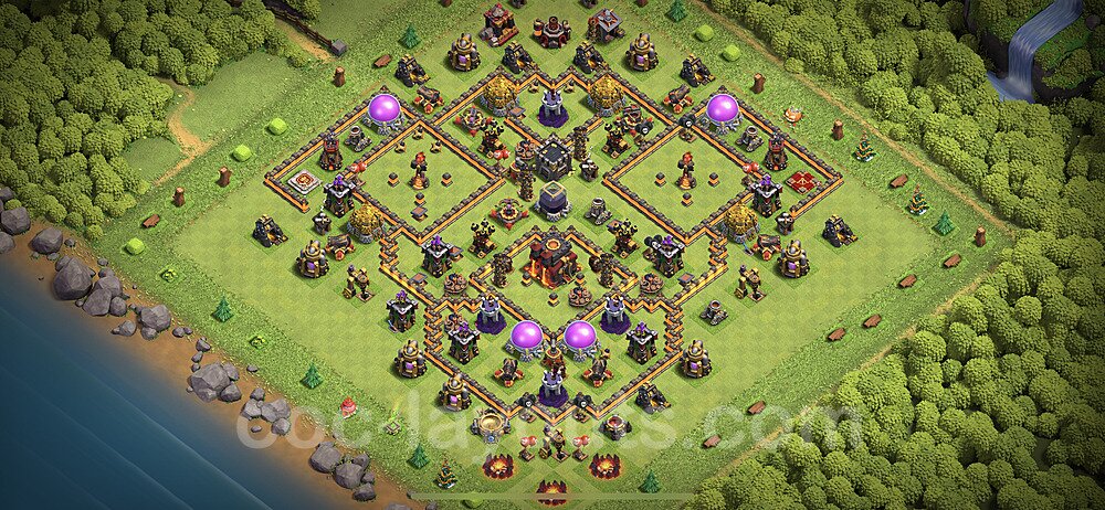 Base plan TH10 (design / layout) with Link, Anti Everything, Hybrid for Farming 2023, #132
