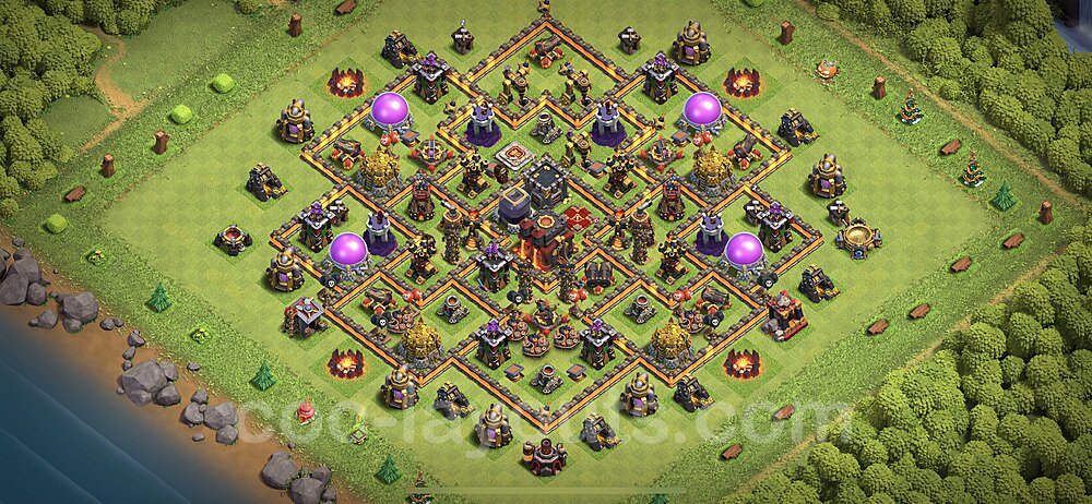 Base plan TH10 (design / layout) with Link, Anti 3 Stars, Hybrid for Farming 2023, #138