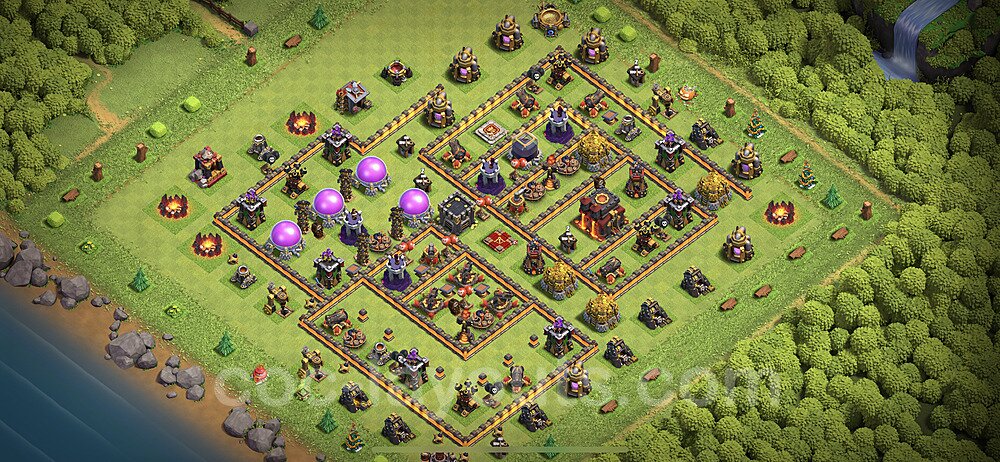 Base plan TH10 Max Levels with Link, Anti Everything, Hybrid for Farming 2023, #139