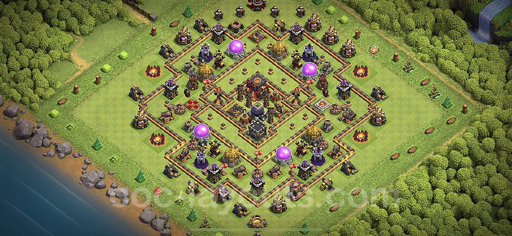 Base plan TH10 (design / layout) with Link, Anti Everything, Hybrid for Farming 2023, #142