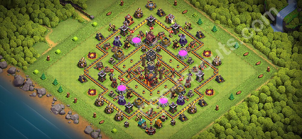 Base plan TH10 (design / layout) with Link, Anti Everything, Hybrid for Farming 2026, #142