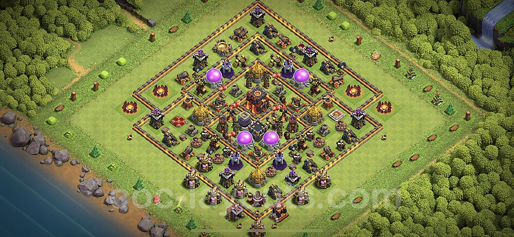 Base plan TH10 Max Levels with Link, Legend League, Hybrid for Farming 2021, #144
