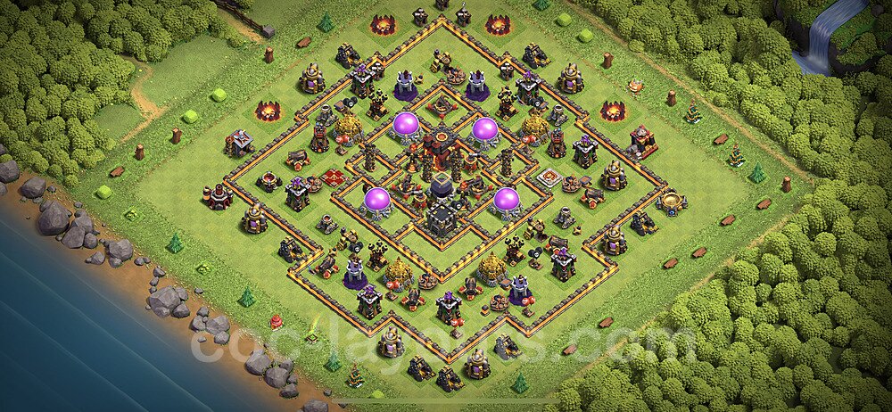 Base plan TH10 Max Levels with Link, Hybrid, Anti Everything for Farming 2021, #145