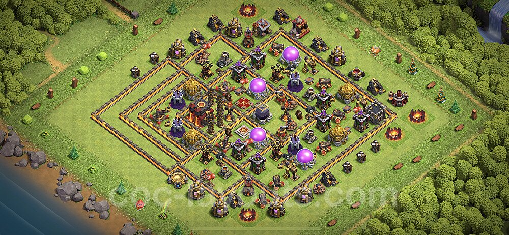 Base plan TH10 Max Levels with Link, Hybrid for Farming 2021, #148