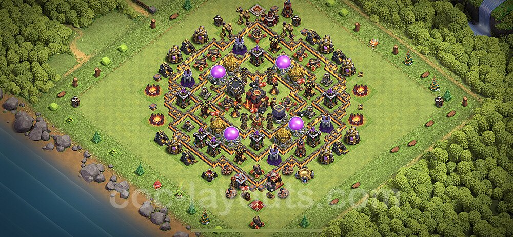 Base plan TH10 (design / layout) with Link, Hybrid, Anti Everything for Farming 2021, #150