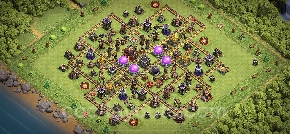 Base plan TH10 Max Levels with Link, Anti Everything, Hybrid for Farming 2023, #151