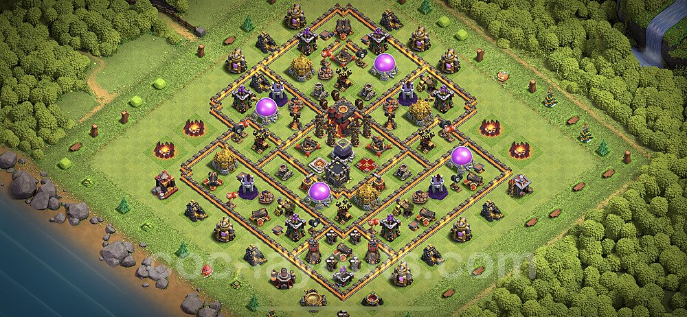 Base plan TH10 Max Levels with Link, Hybrid, Anti Everything for Farming 2021, #155