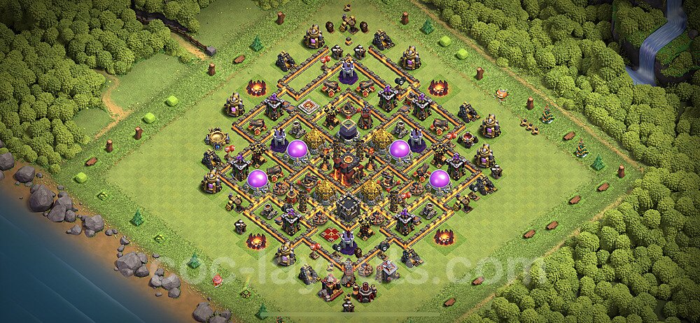 Base plan TH10 (design / layout) with Link, Anti Everything, Hybrid for Farming 2023, #158