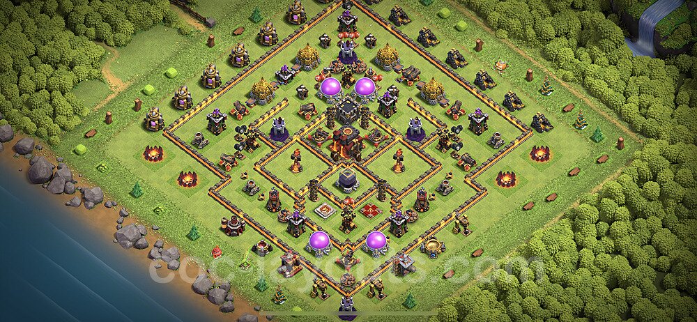 Base plan TH10 (design / layout) with Link, Anti Everything, Hybrid for Farming 2021, #159