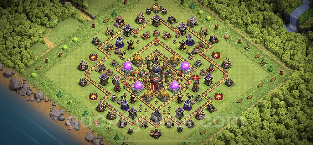 Base plan TH10 (design / layout) with Link, Anti Everything, Hybrid for Farming 2021, #160