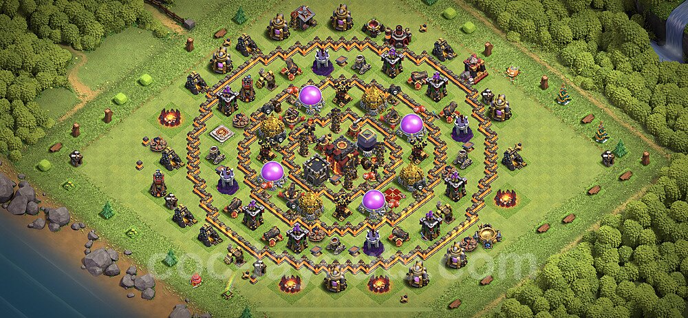 Base plan TH10 (design / layout) with Link, Anti Everything, Hybrid for Farming 2021, #161
