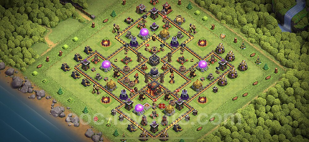 Base plan TH10 (design / layout) with Link, Anti 3 Stars, Hybrid for Farming 2023, #162