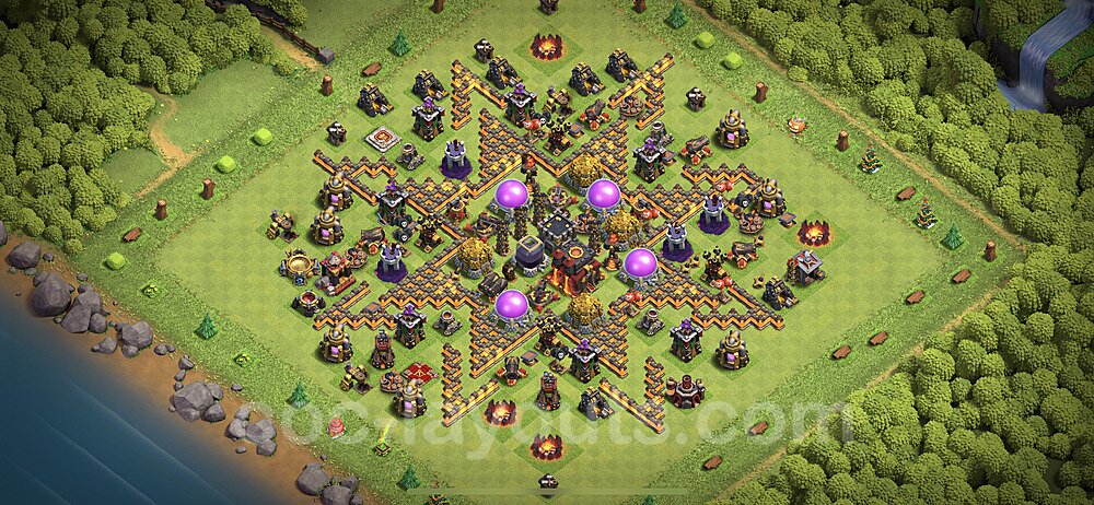 Base plan TH10 Max Levels with Link, Hybrid for Farming 2022, #163