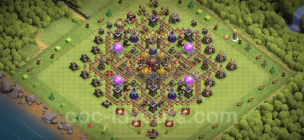 Base plan TH10 (design / layout) with Link, Anti 2 Stars, Hybrid for Farming 2023, #167