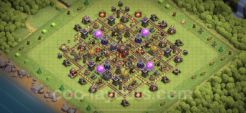 Base plan TH10 (design / layout) with Link, Anti 3 Stars, Hybrid for Farming 2022, #170