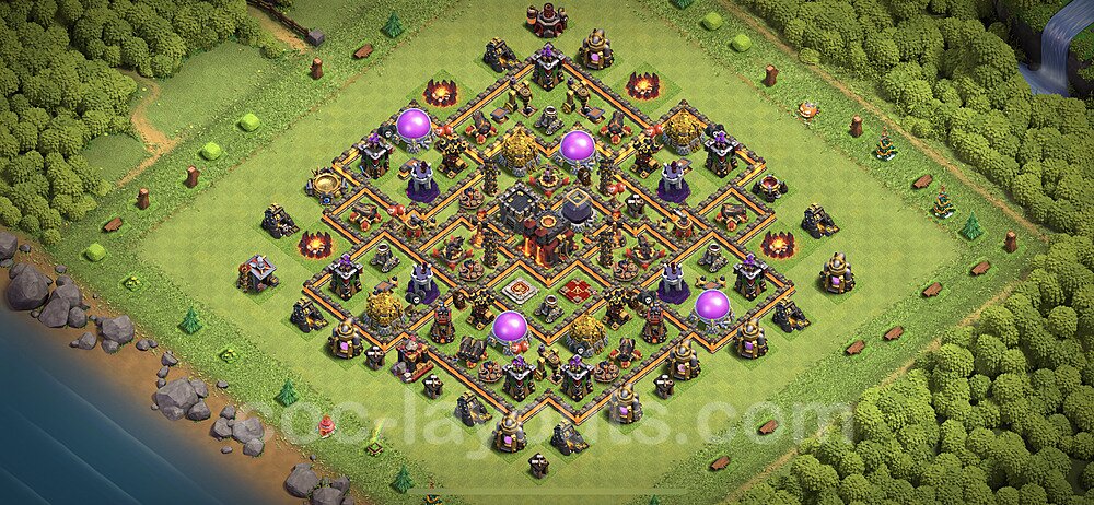 Base plan TH10 (design / layout) with Link, Anti 3 Stars, Hybrid for Farming 2023, #171