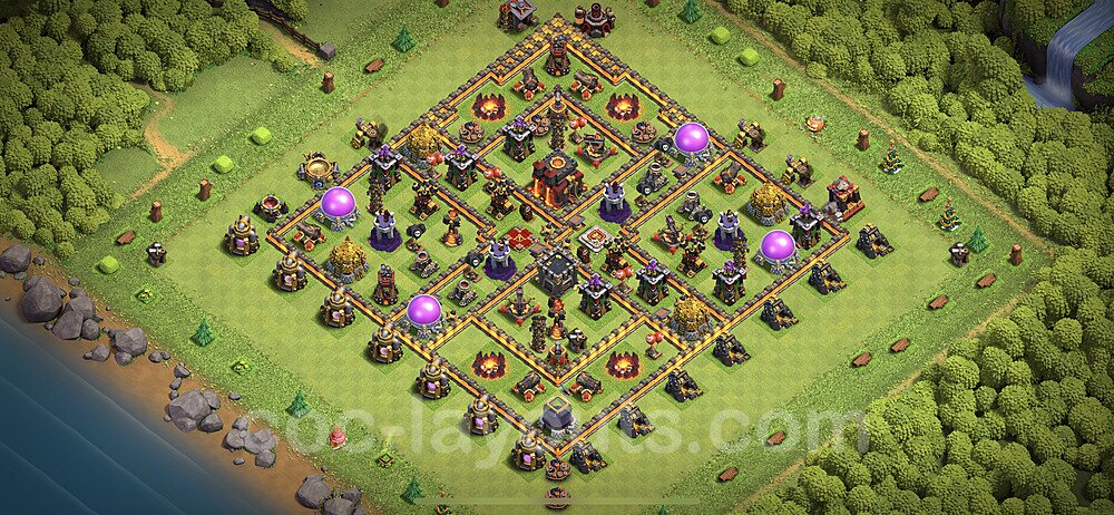 Base plan TH10 (design / layout) with Link, Anti Air / Dragon for Farming 2022, #177