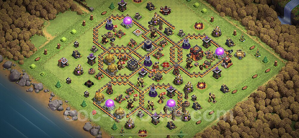 Base plan TH10 (design / layout) with Link, Anti Everything, Hybrid for Farming 2023, #183