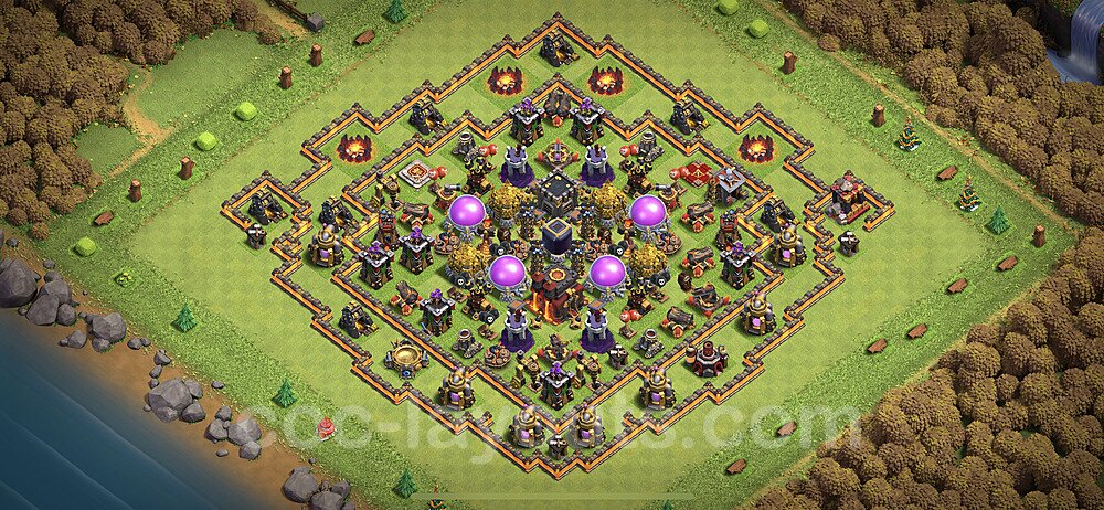 Base plan TH10 (design / layout) with Link, Anti 3 Stars, Hybrid for Farming 2023, #185