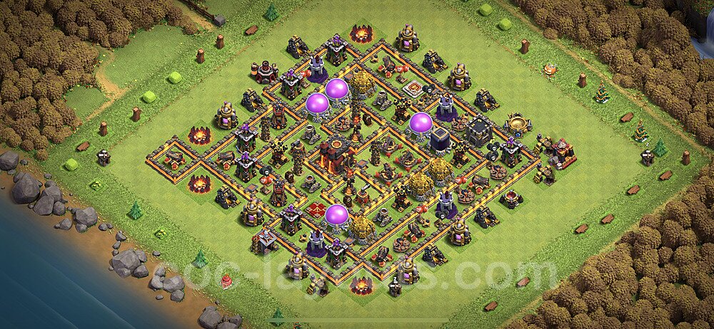 Base plan TH10 (design / layout) with Link, Anti 3 Stars, Hybrid for Farming 2022, #188