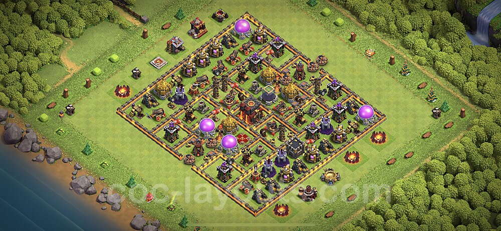 Base plan TH10 (design / layout) with Link, Anti Everything, Hybrid for Farming 2023, #200