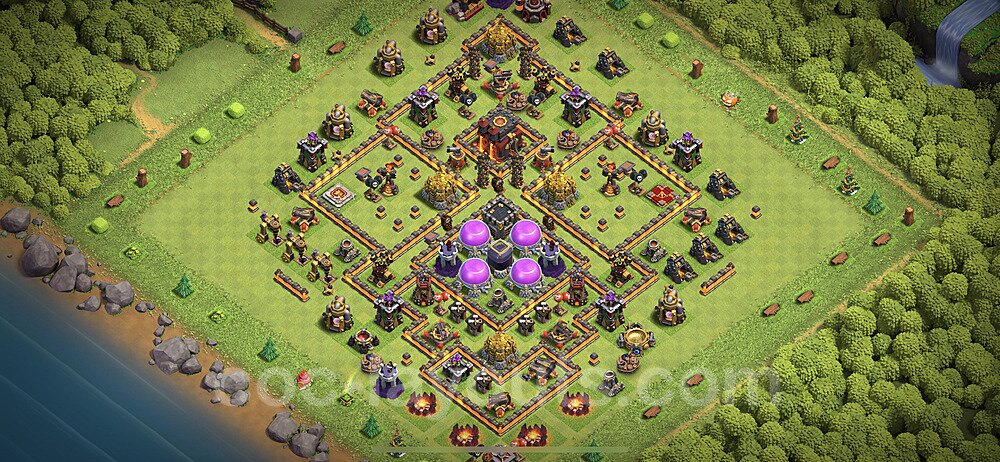 Base plan TH10 Max Levels with Link, Anti Air / Dragon for Farming 2023, #206