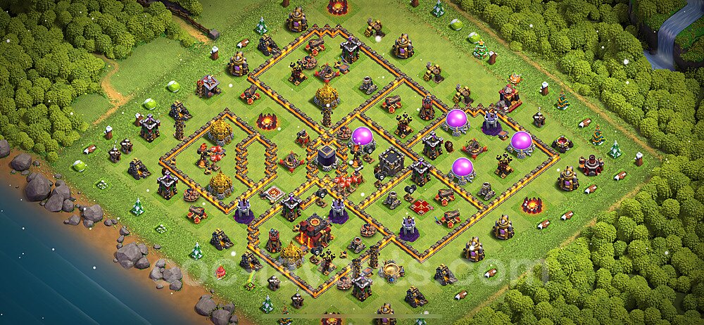 Base plan TH10 (design / layout) with Link, Anti 3 Stars for Farming 2024, #213