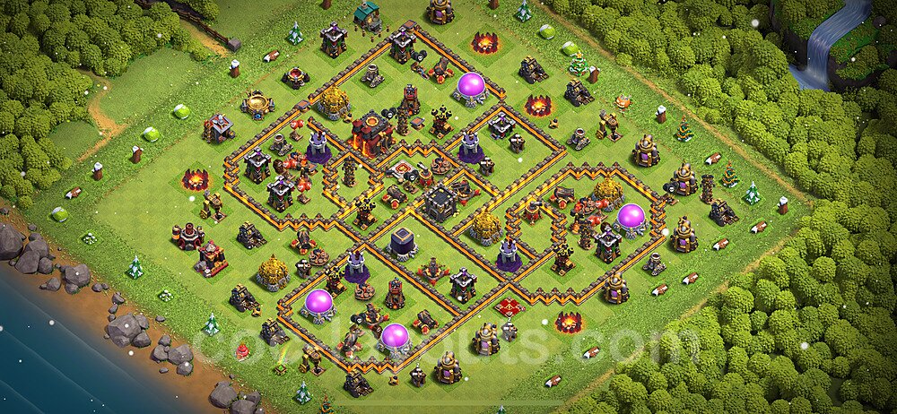 Base plan TH10 (design / layout) with Link, Anti 3 Stars, Anti Everything for Farming 2024, #214