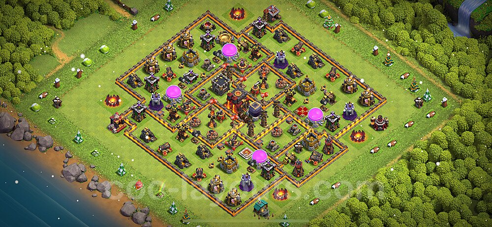 Base plan TH10 (design / layout) with Link, Anti 2 Stars, Hybrid for Farming 2024, #216