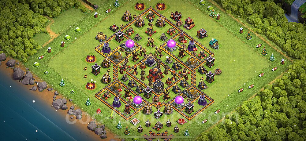 Base plan TH10 Max Levels with Link, Hybrid for Farming 2024, #218