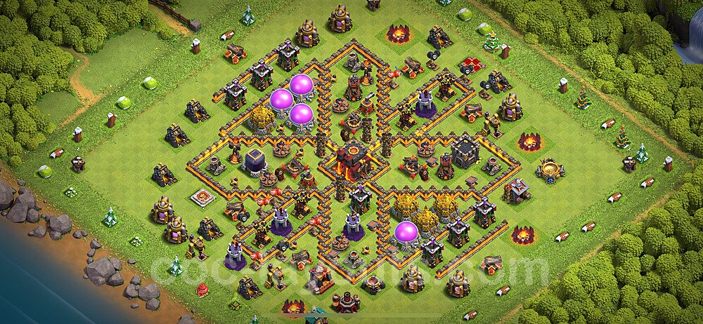 Base plan TH10 (design / layout) with Link, Anti Everything, Hybrid for Farming 2024, #219