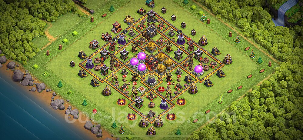 Base plan TH10 Max Levels with Link, Hybrid for Farming 2024, #221