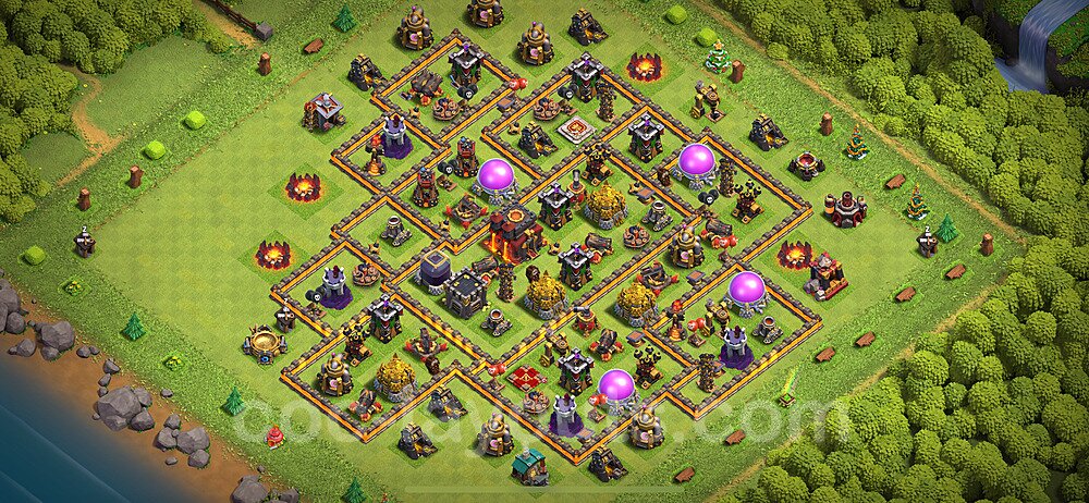 Base plan TH10 (design / layout) with Link, Anti 3 Stars, Anti Everything for Farming 2024, #222